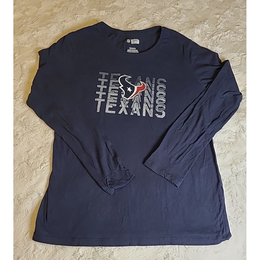 NFL Houston Texans Shirt Top Womens Size XL Blue Long Sleeve Logo